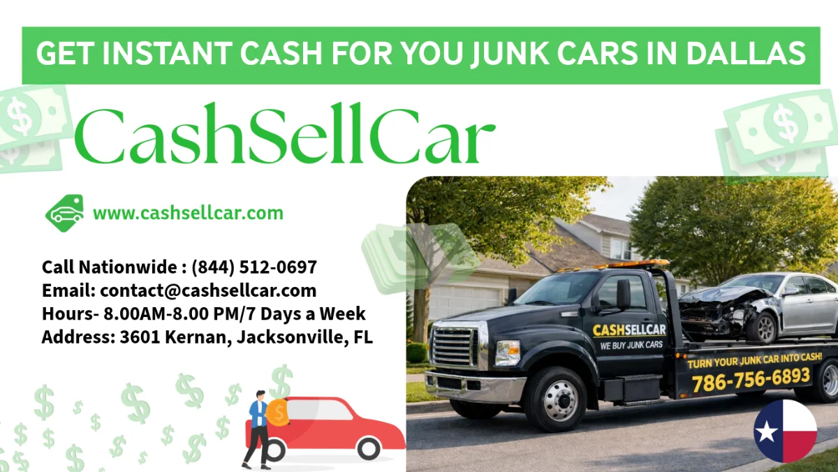 Junk car removal Dallas TX - Fred's Auto Removal pays cash for damaged cars - scrap car buyer Dallas Texas - free same-day towing - we buy junk cars any condition - sell wrecked vehicle today