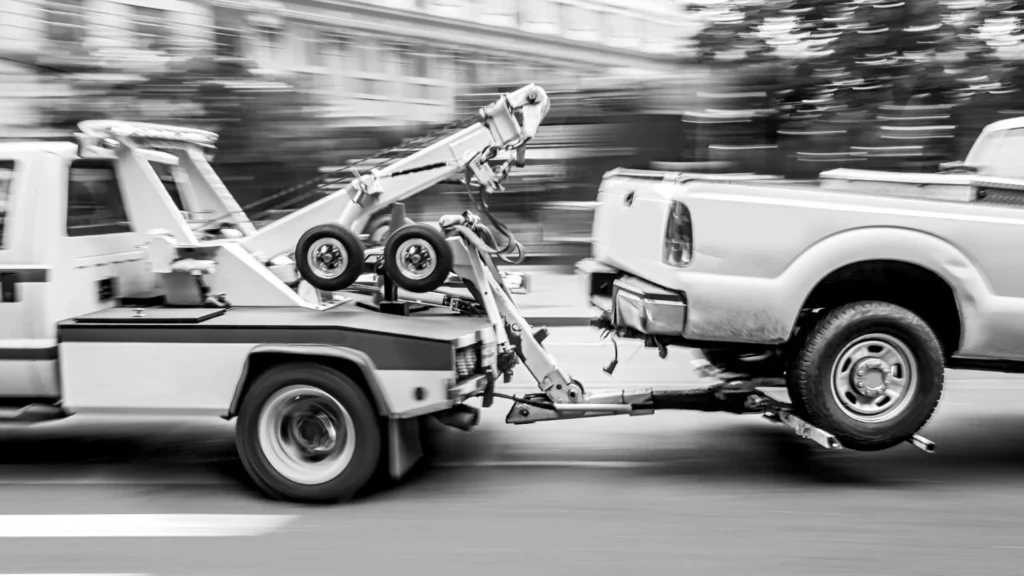 Older damaged vehicle awaiting professional pickup