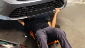Vehicle underbody with a missing catalytic converter
