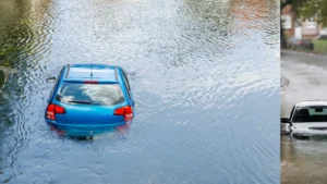 Damaged vehicle awaiting pickup in Illinois — How to Sell a Flood-Damaged Car in Illinois