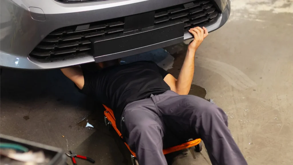Vehicle underbody with a missing catalytic converter