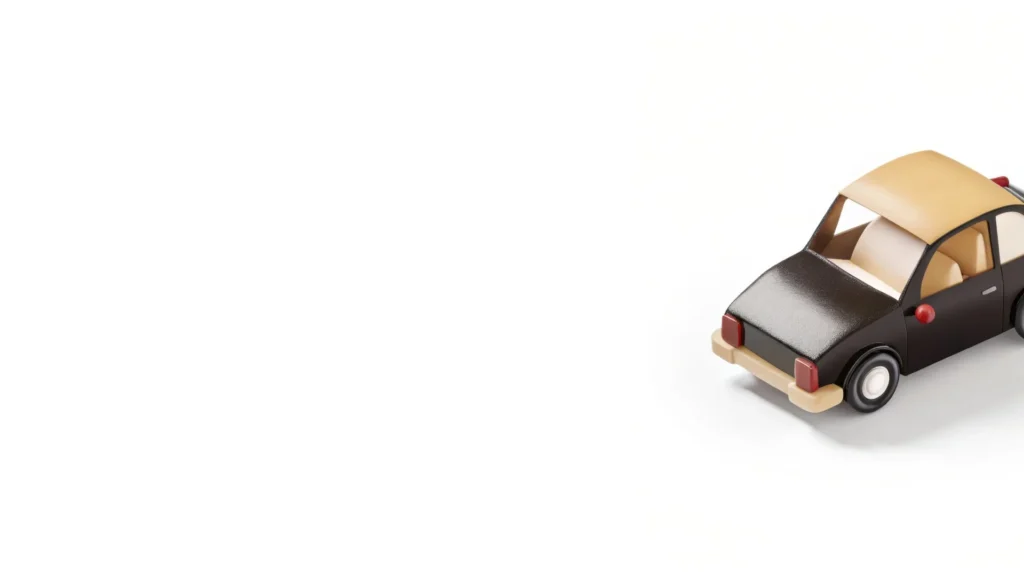 Wooden toy car isolated on white background, a classic miniature vehicle