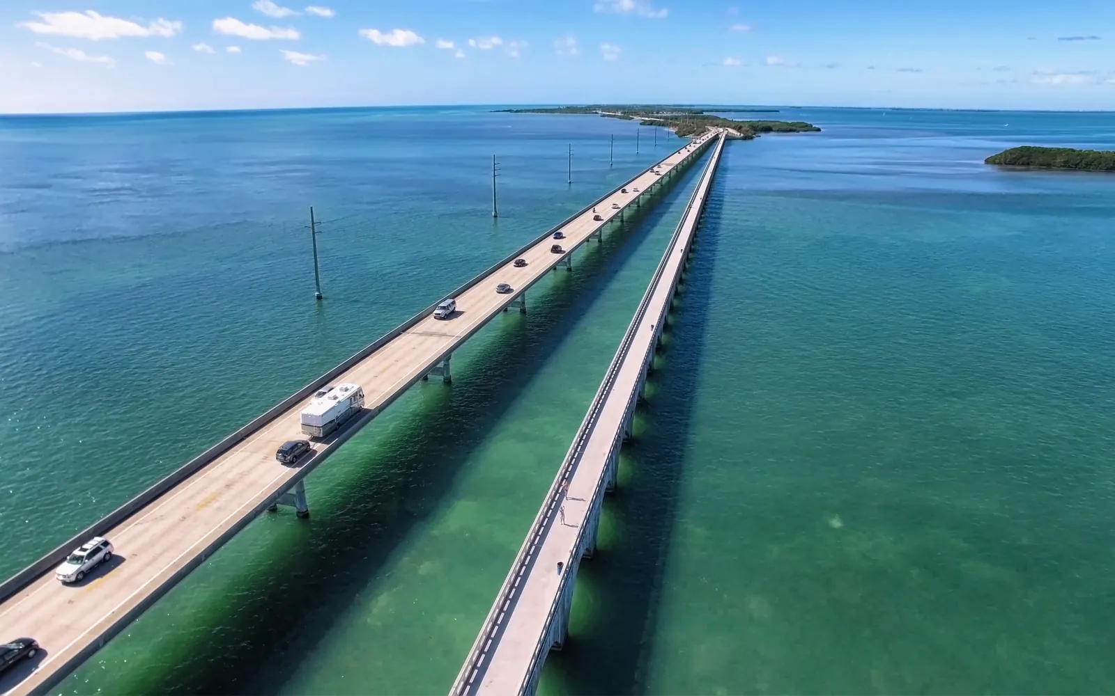Overseas Highway bridge over turquoise water in the Florida Keys